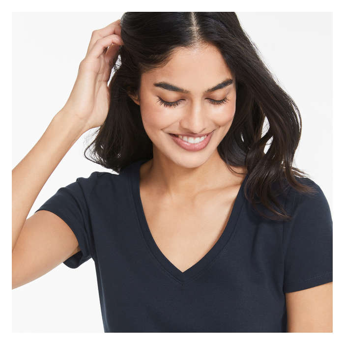 Women's Organic Cotton V-Neck T-Shirt - Jf Midnight Blue